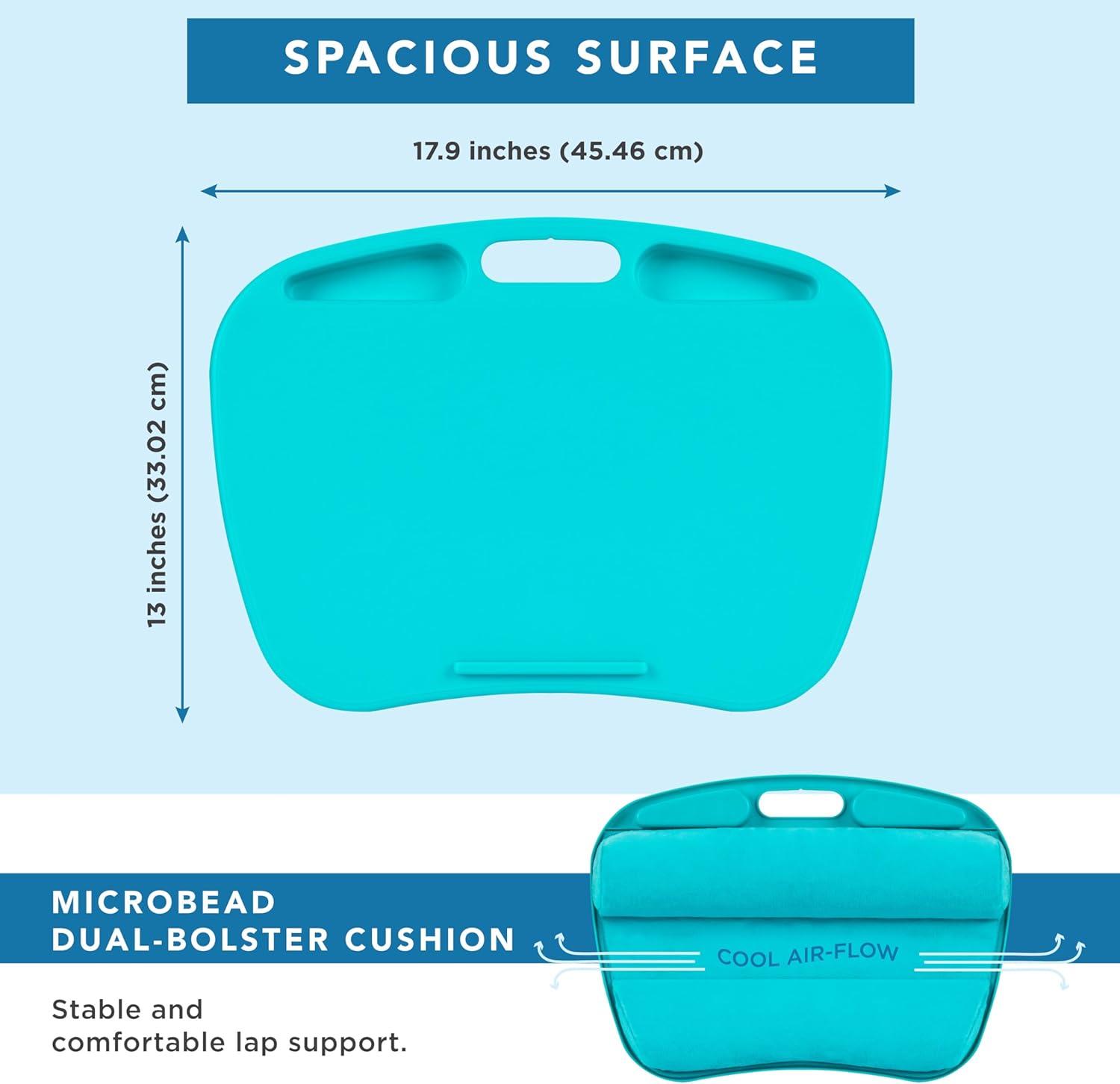 imageLAPGEAR MyDesk Lap Desk with Device Ledge and Phone Holder  Rose Quartz  Fits up to 156 Inch Laptops  Style No 44434Turquoise