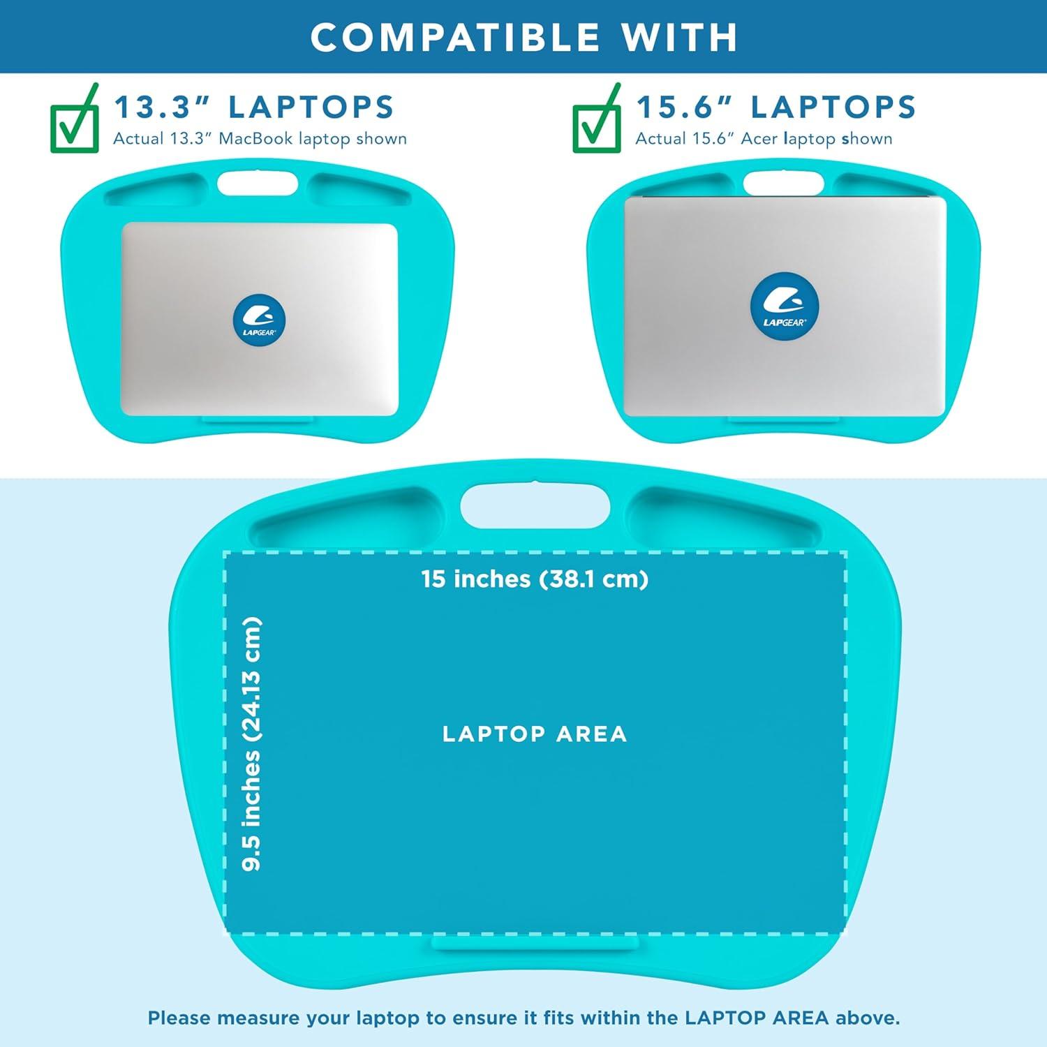 imageLAPGEAR MyDesk Lap Desk with Device Ledge and Phone Holder  Rose Quartz  Fits up to 156 Inch Laptops  Style No 44434Turquoise