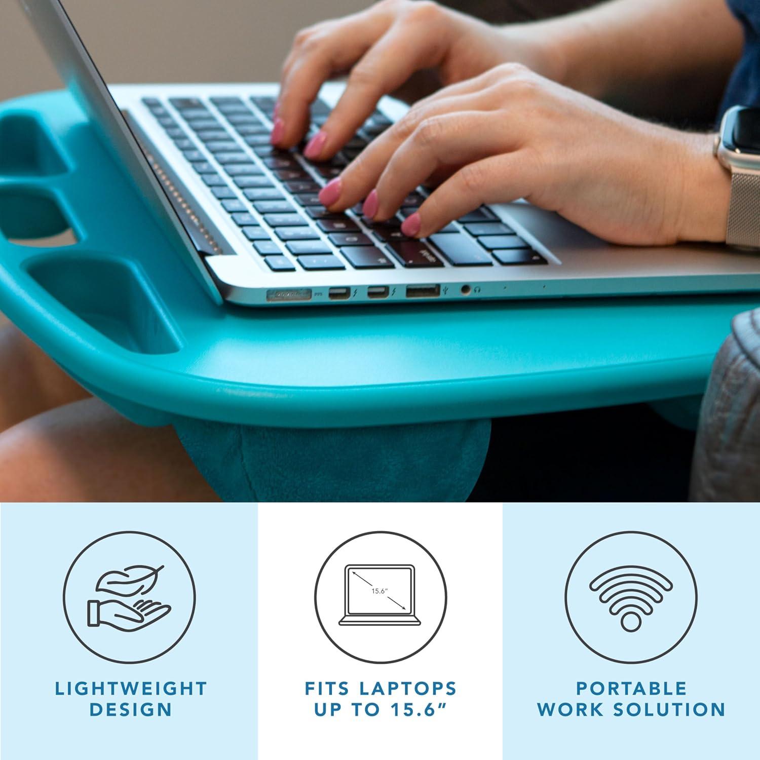 imageLAPGEAR MyDesk Lap Desk with Device Ledge and Phone Holder  Rose Quartz  Fits up to 156 Inch Laptops  Style No 44434Turquoise