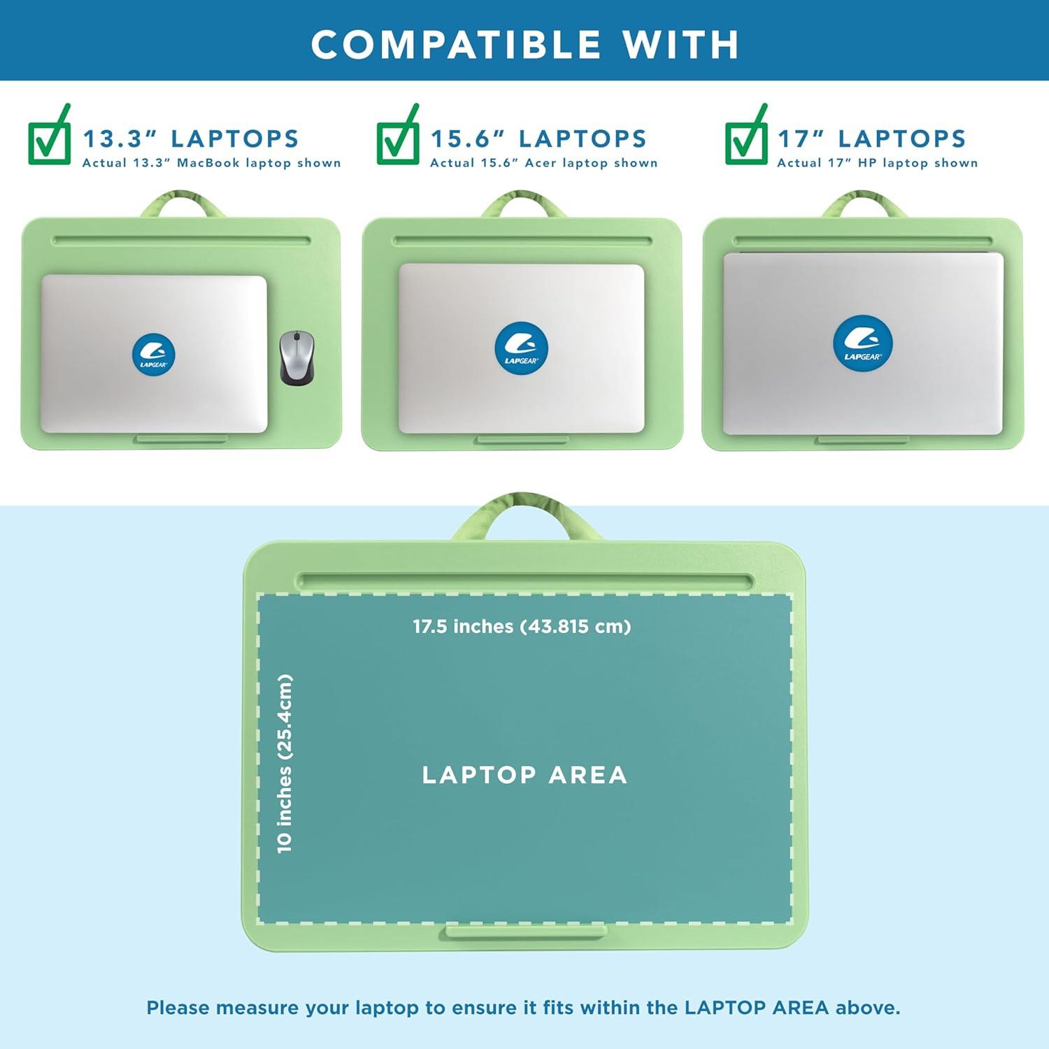 imageLAPGEAR Original Lap Desk  Large 179 x 13  Fits Up to 173 Laptops  Cushioned with Device Ledge Pencil Tray ampamp Handle  Portable ampamp Lightweight  Charcoal  Style No 45155Sage Green