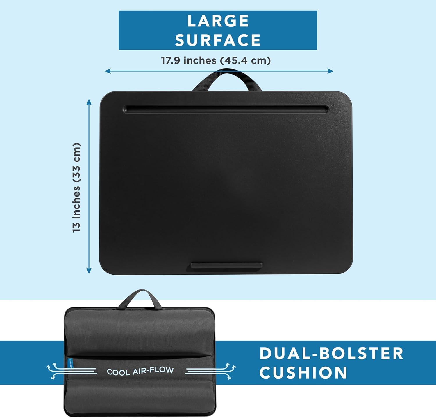 imageLAPGEAR Original Lap Desk  Large 179 x 13  Fits Up to 173 Laptops  Cushioned with Device Ledge Pencil Tray ampamp Handle  Portable ampamp Lightweight  Charcoal  Style No 45155Black