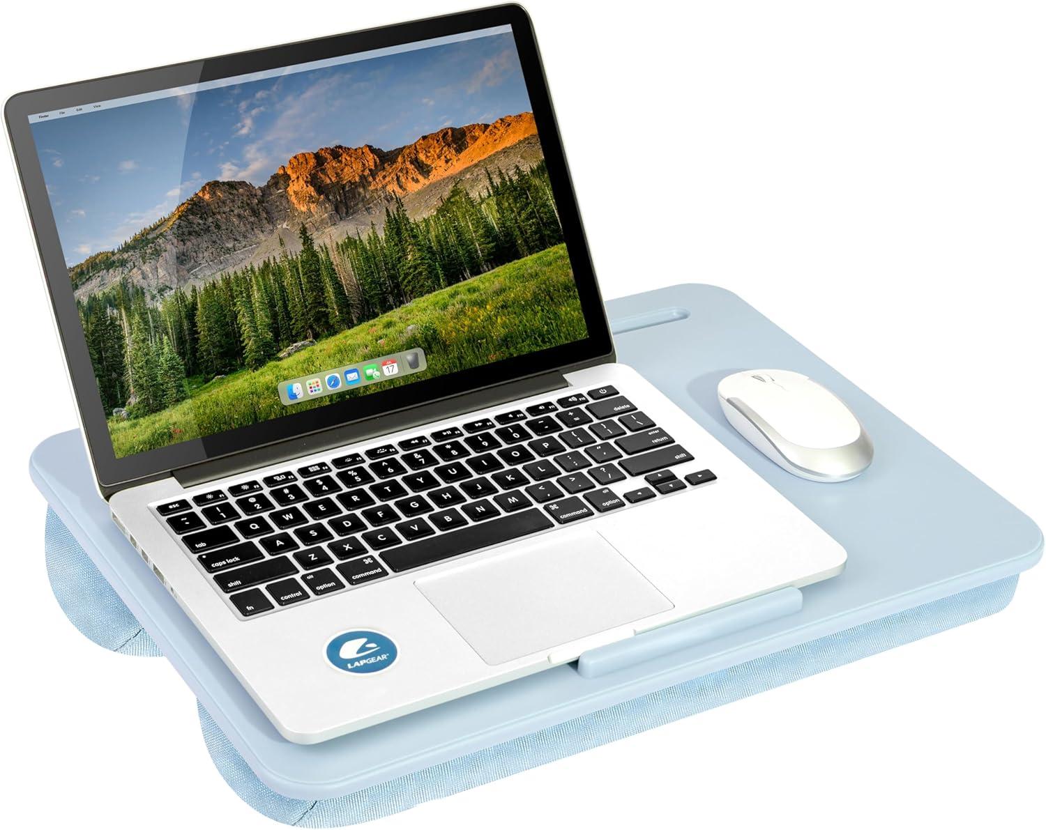 imageLAPGEAR Original Lap Desk  Large 179 x 13  Fits Up to 173 Laptops  Cushioned with Device Ledge Pencil Tray ampamp Handle  Portable ampamp Lightweight  Charcoal  Style No 45155Sky Blue