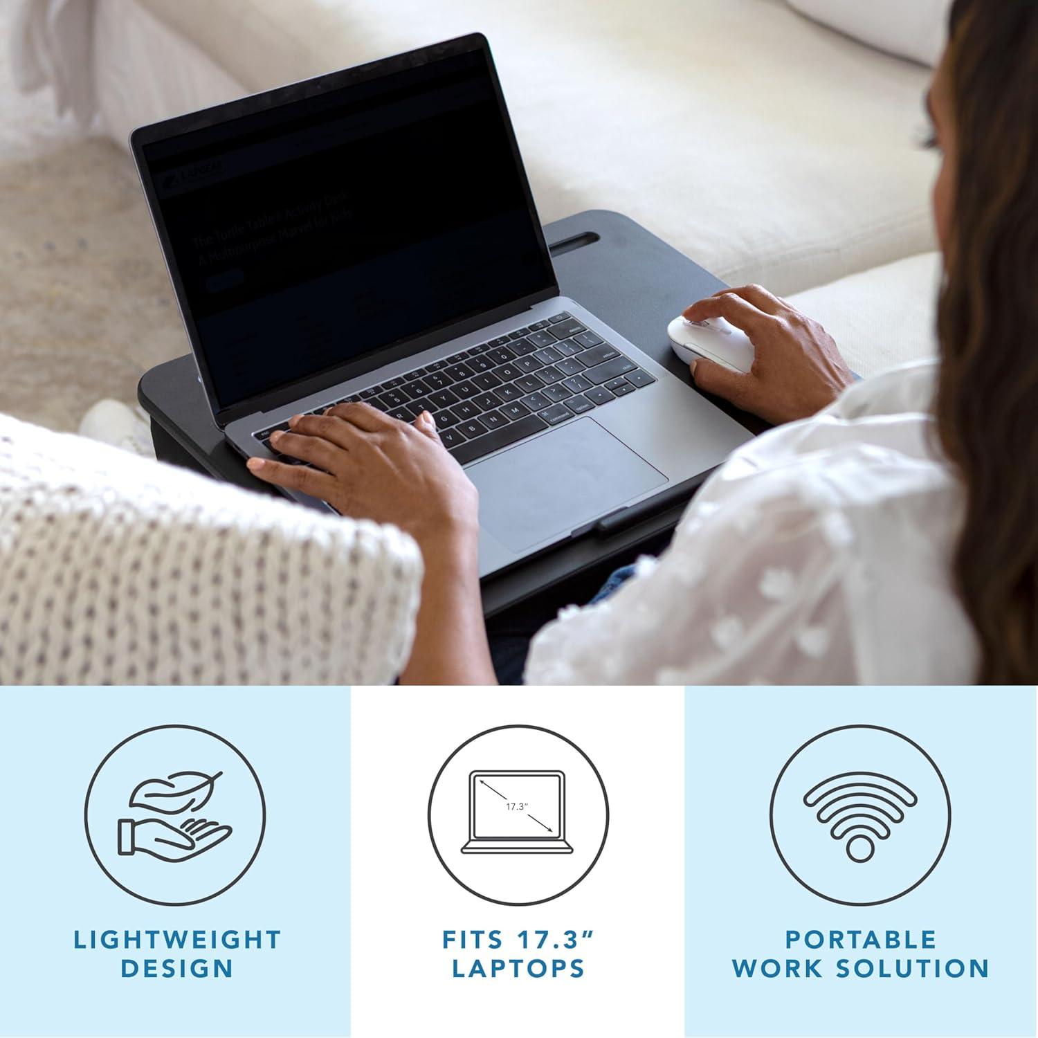 imageLAPGEAR Original Lap Desk  Large 179 x 13  Fits Up to 173 Laptops  Cushioned with Device Ledge Pencil Tray ampamp Handle  Portable ampamp Lightweight  Charcoal  Style No 45155Black