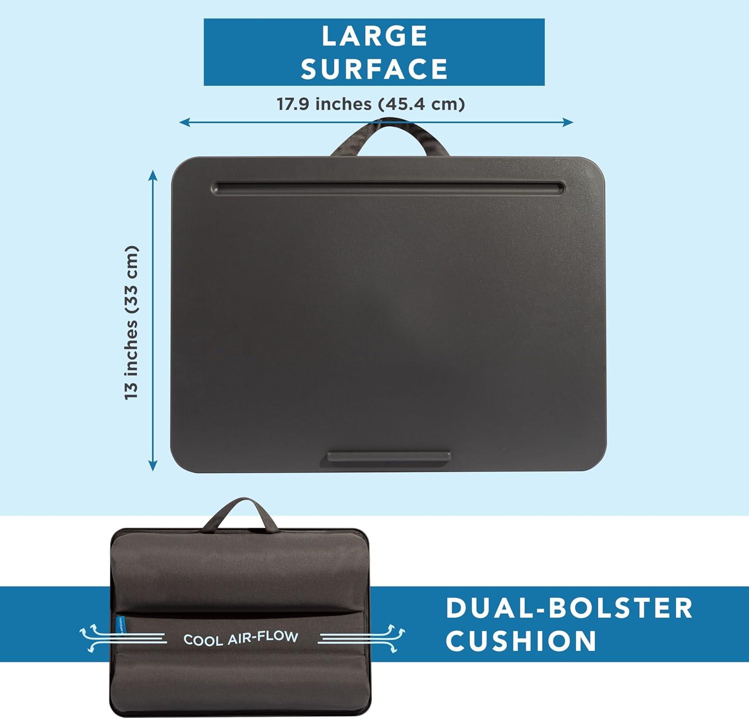 imageLAPGEAR Original Lap Desk  Large 179 x 13  Fits Up to 173 Laptops  Cushioned with Device Ledge Pencil Tray ampamp Handle  Portable ampamp Lightweight  Charcoal  Style No 45155Charcoal