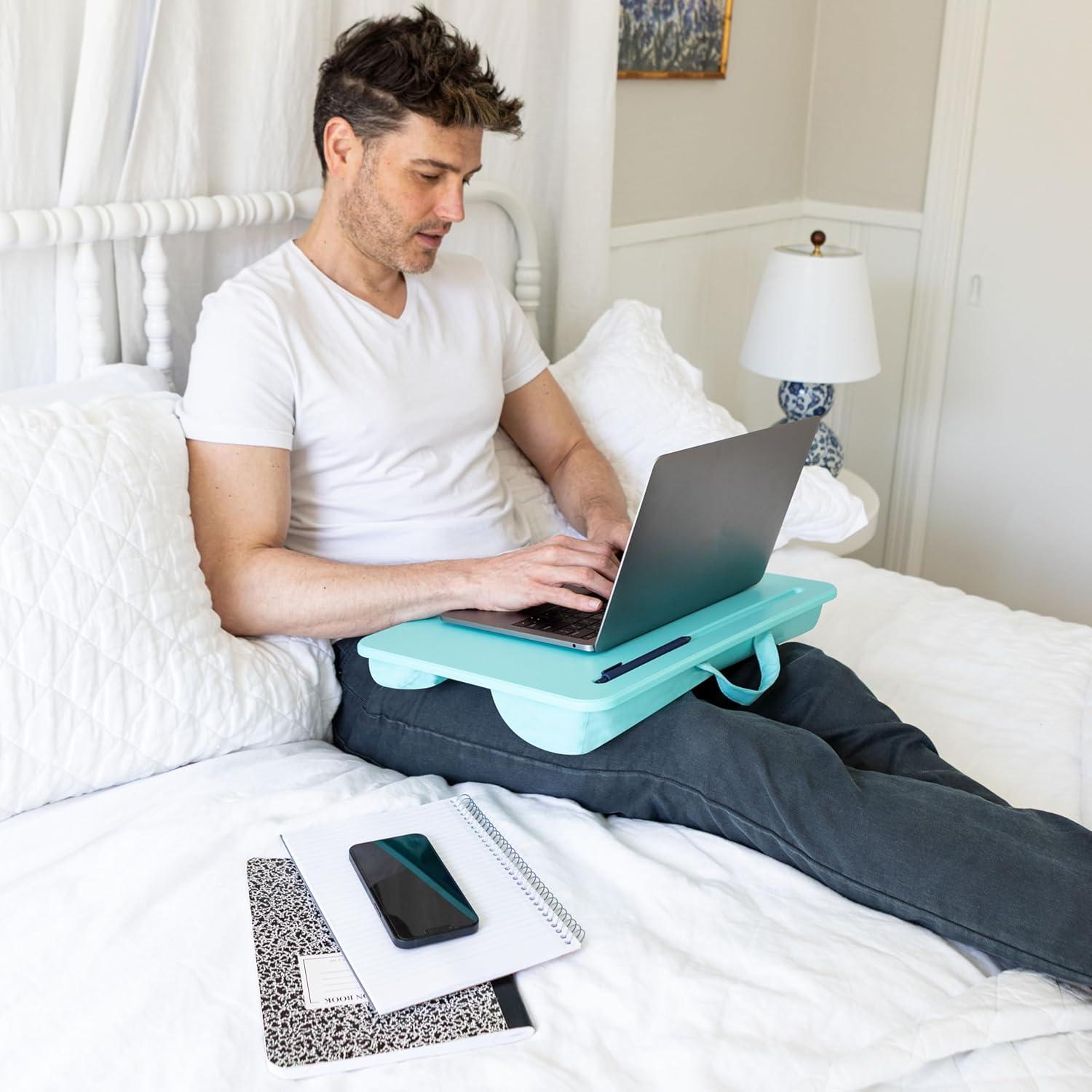 imageLAPGEAR Original Lap Desk  Large 179 x 13  Fits Up to 173 Laptops  Cushioned with Device Ledge Pencil Tray ampamp Handle  Portable ampamp Lightweight  Charcoal  Style No 45155Aqua Sky