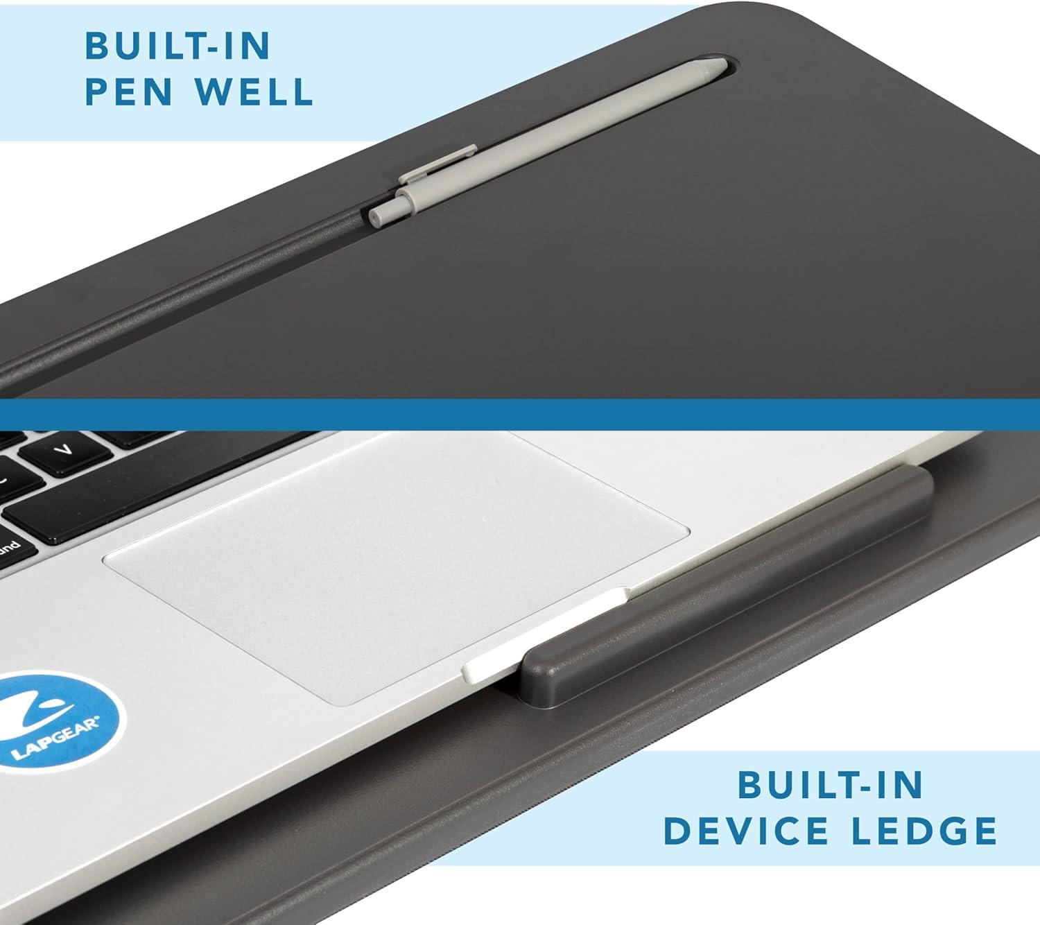 imageLAPGEAR Original Lap Desk  Large 179 x 13  Fits Up to 173 Laptops  Cushioned with Device Ledge Pencil Tray ampamp Handle  Portable ampamp Lightweight  Charcoal  Style No 45155Charcoal