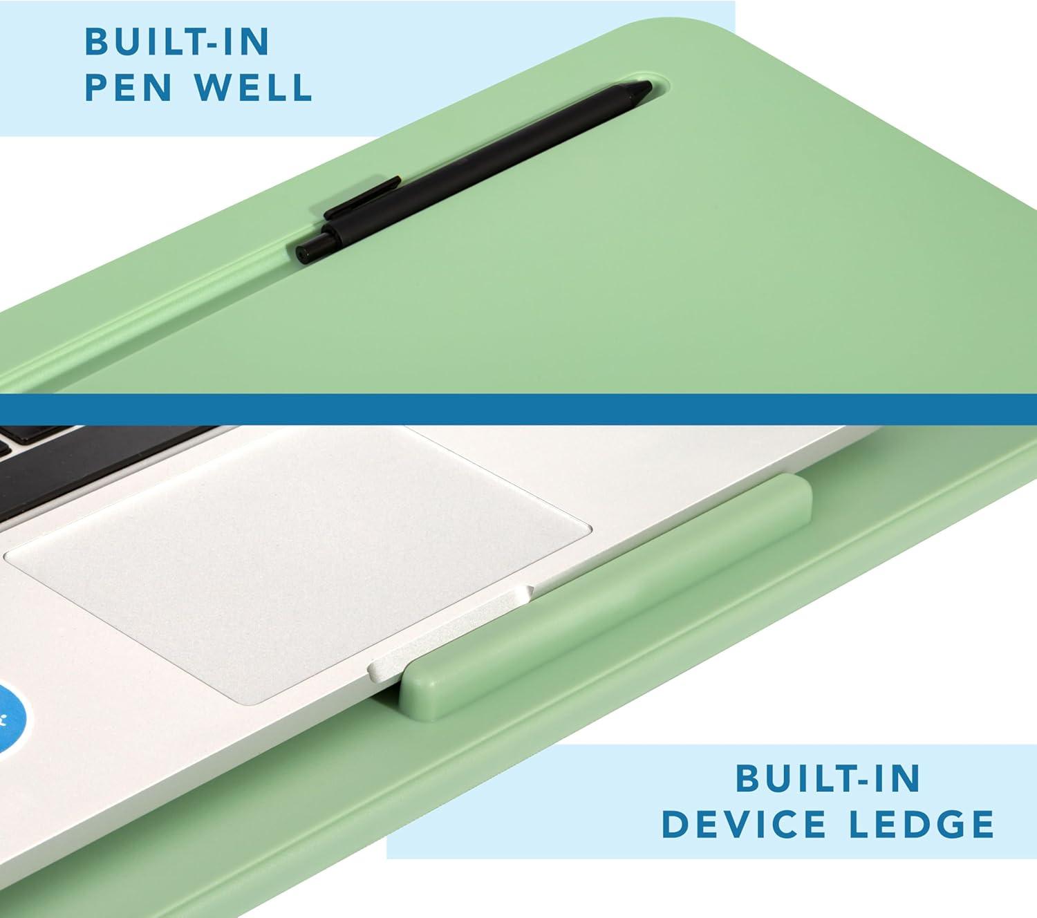 imageLAPGEAR Original Lap Desk  Large 179 x 13  Fits Up to 173 Laptops  Cushioned with Device Ledge Pencil Tray ampamp Handle  Portable ampamp Lightweight  Charcoal  Style No 45155Sage Green