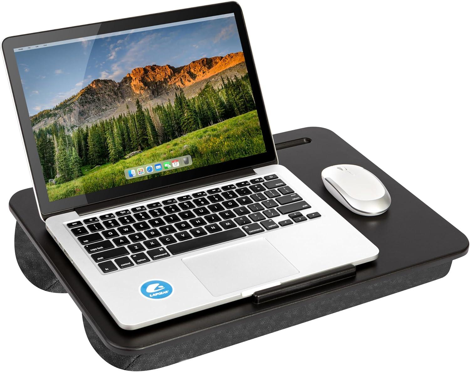 imageLAPGEAR Original Lap Desk  Large 179 x 13  Fits Up to 173 Laptops  Cushioned with Device Ledge Pencil Tray ampamp Handle  Portable ampamp Lightweight  Charcoal  Style No 45155Black