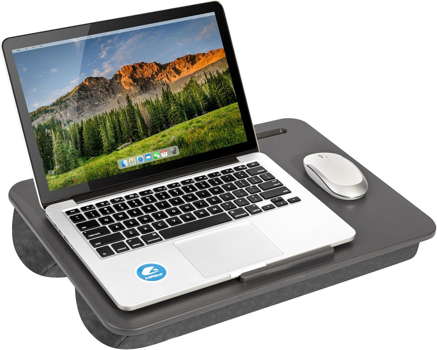 imageLAPGEAR Original Lap Desk  Large 179 x 13  Fits Up to 173 Laptops  Cushioned with Device Ledge Pencil Tray ampamp Handle  Portable ampamp Lightweight  Charcoal  Style No 45155Charcoal