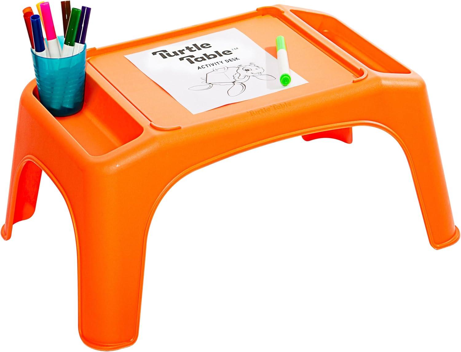 imageLAPGEAR Turtle Table Kids Flexible Seating Lap Desk Tray with Storage for Snacks Play Classroom and Sensory Activities  Assorted Pastels  Pack of 8  Style No 20120Orange