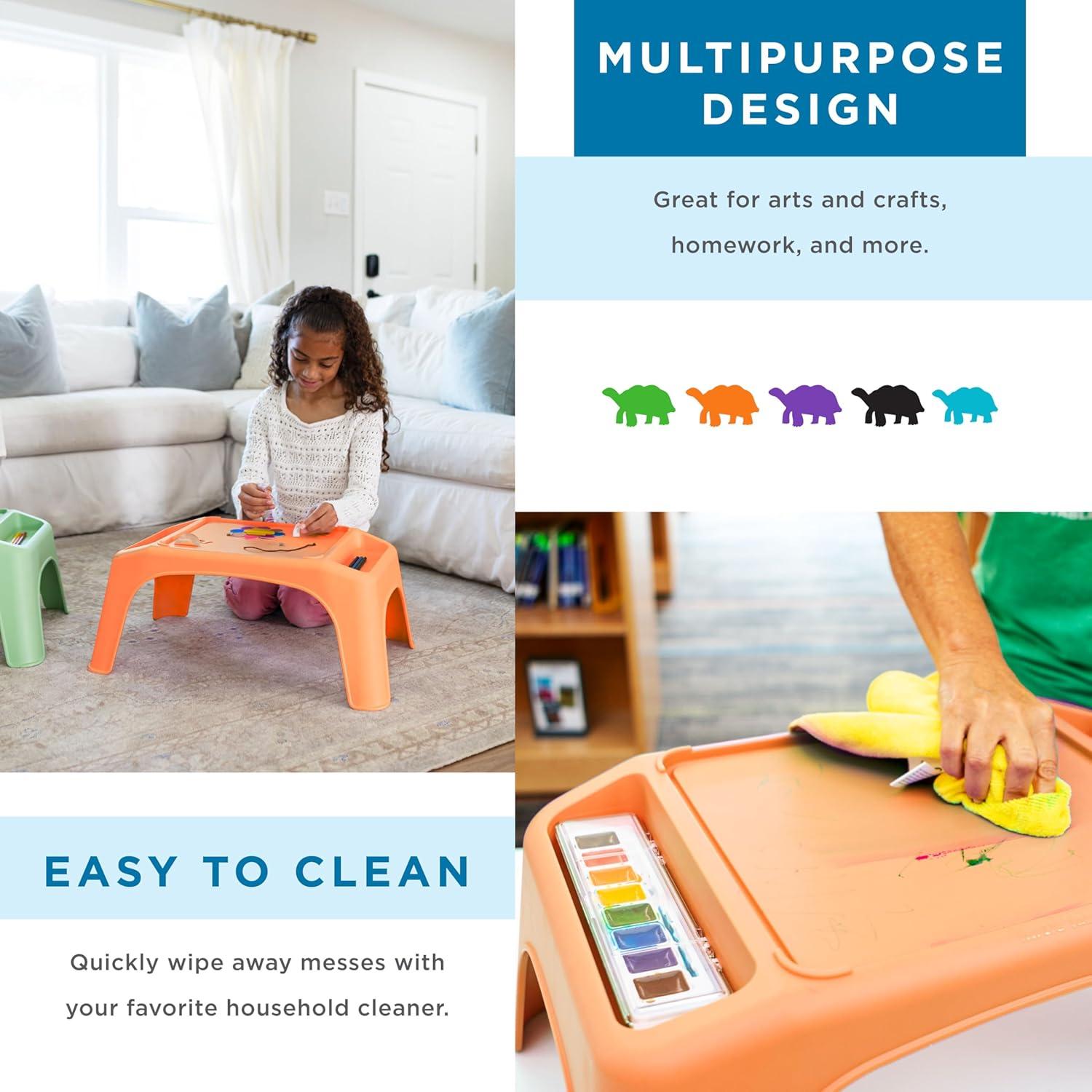 imageLAPGEAR Turtle Table Kids Flexible Seating Lap Desk Tray with Storage for Snacks Play Classroom and Sensory Activities  Assorted Pastels  Pack of 8  Style No 20120Orange