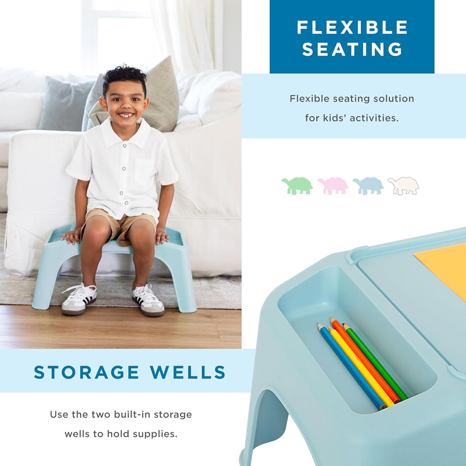imageLAPGEAR Turtle Table Kids Flexible Seating Lap Desk Tray with Storage for Snacks Play Classroom and Sensory Activities  Assorted Pastels  Pack of 8  Style No 20120Sky Blue