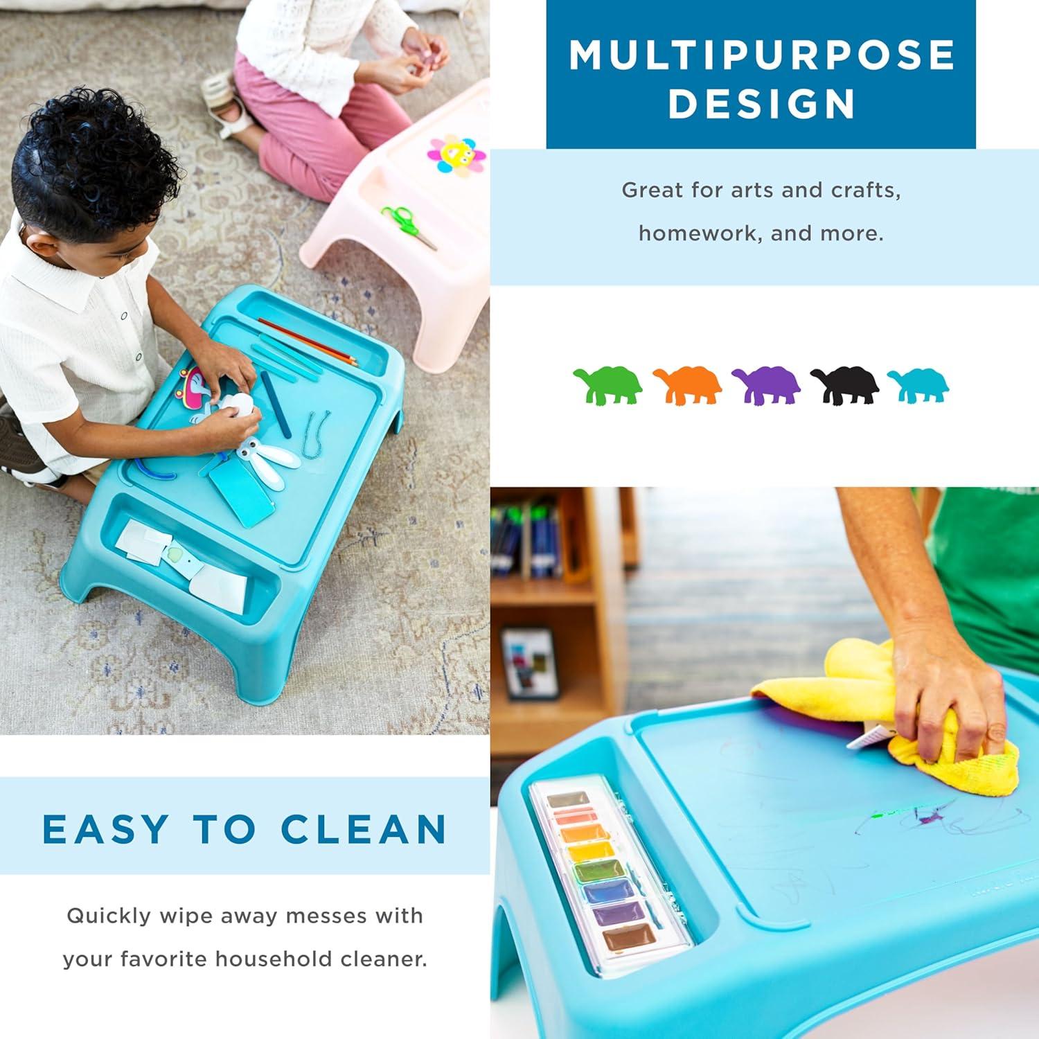 imageLAPGEAR Turtle Table Kids Flexible Seating Lap Desk Tray with Storage for Snacks Play Classroom and Sensory Activities  Assorted Pastels  Pack of 8  Style No 20120Blue