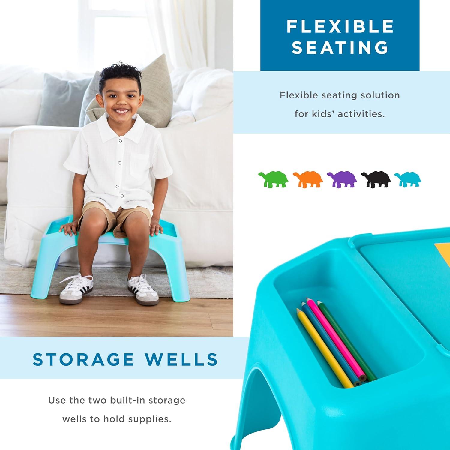 imageLAPGEAR Turtle Table Kids Flexible Seating Lap Desk Tray with Storage for Snacks Play Classroom and Sensory Activities  Assorted Pastels  Pack of 8  Style No 20120Blue