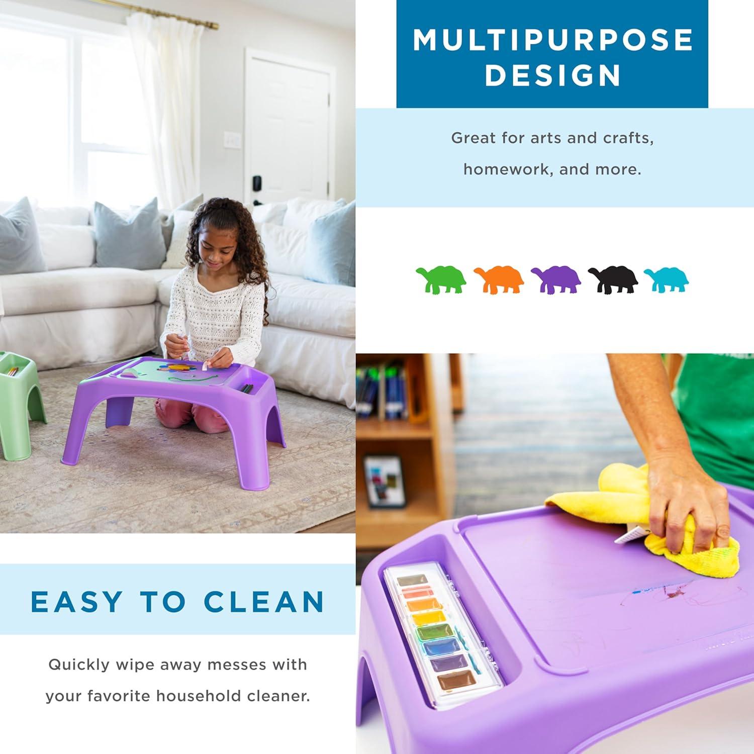 imageLAPGEAR Turtle Table Kids Flexible Seating Lap Desk Tray with Storage for Snacks Play Classroom and Sensory Activities  Assorted Pastels  Pack of 8  Style No 20120Purple
