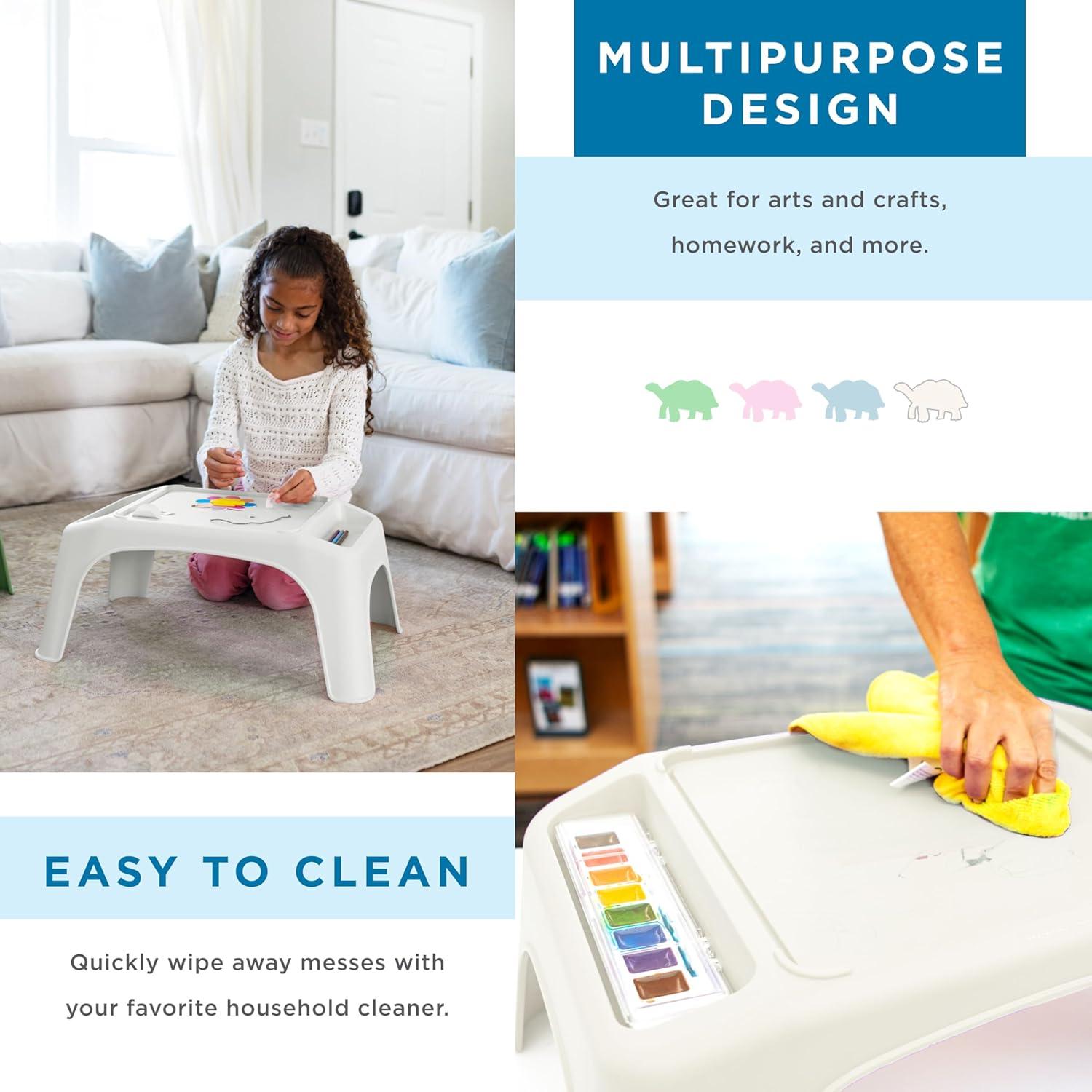 imageLAPGEAR Turtle Table Kids Flexible Seating Lap Desk Tray with Storage for Snacks Play Classroom and Sensory Activities  Assorted Pastels  Pack of 8  Style No 20120Marshmallow White