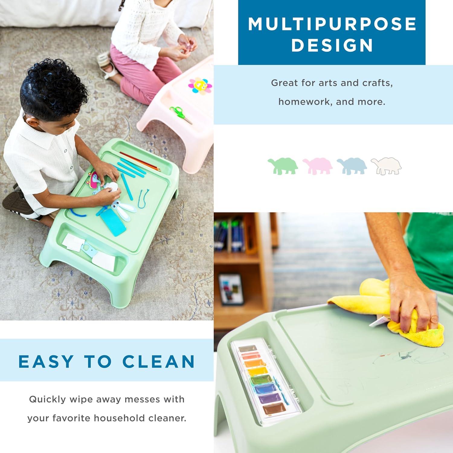 imageLAPGEAR Turtle Table Kids Flexible Seating Lap Desk Tray with Storage for Snacks Play Classroom and Sensory Activities  Assorted Pastels  Pack of 8  Style No 20120Sage Green