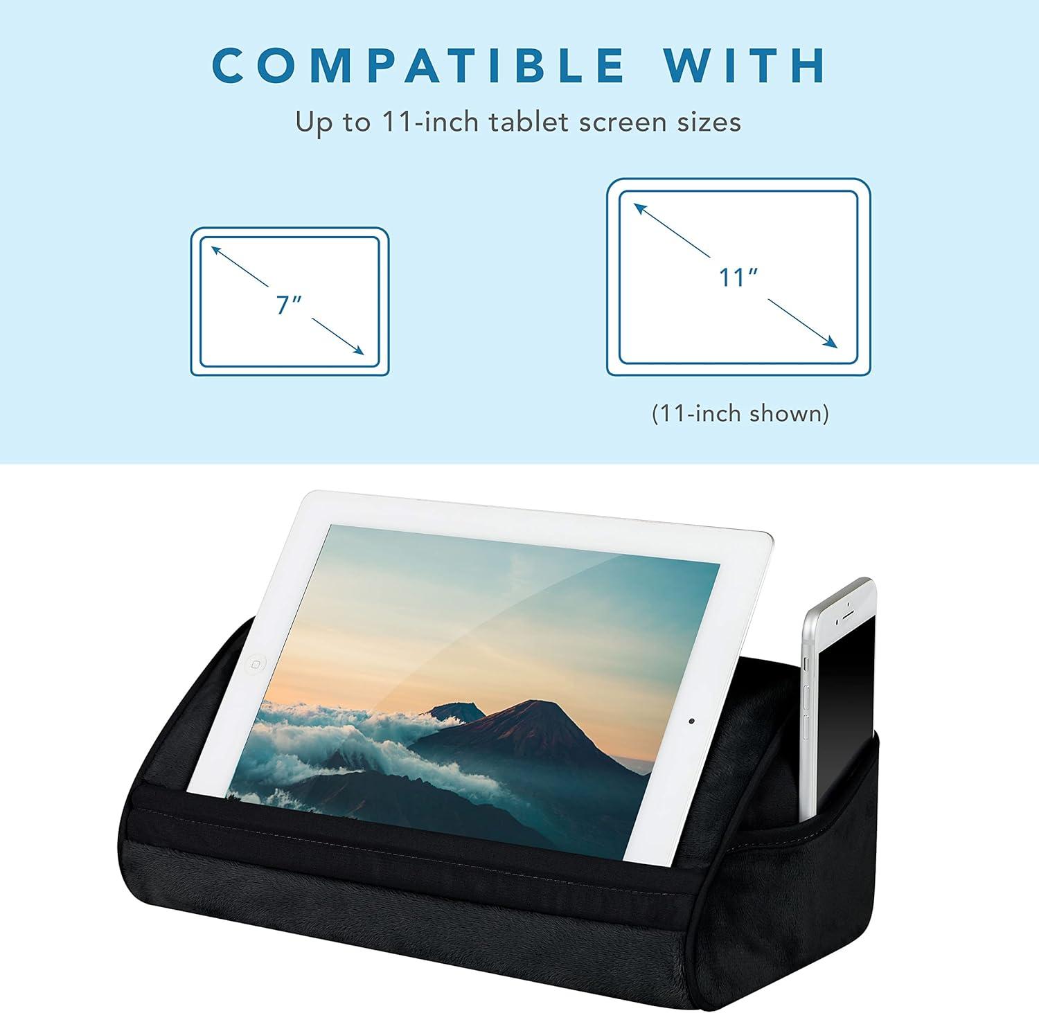 imageLapGear Original Microbead Tablet Pillow Stand with Phone Pocket  Black  Fits Most Tablets  Style No 35068Black