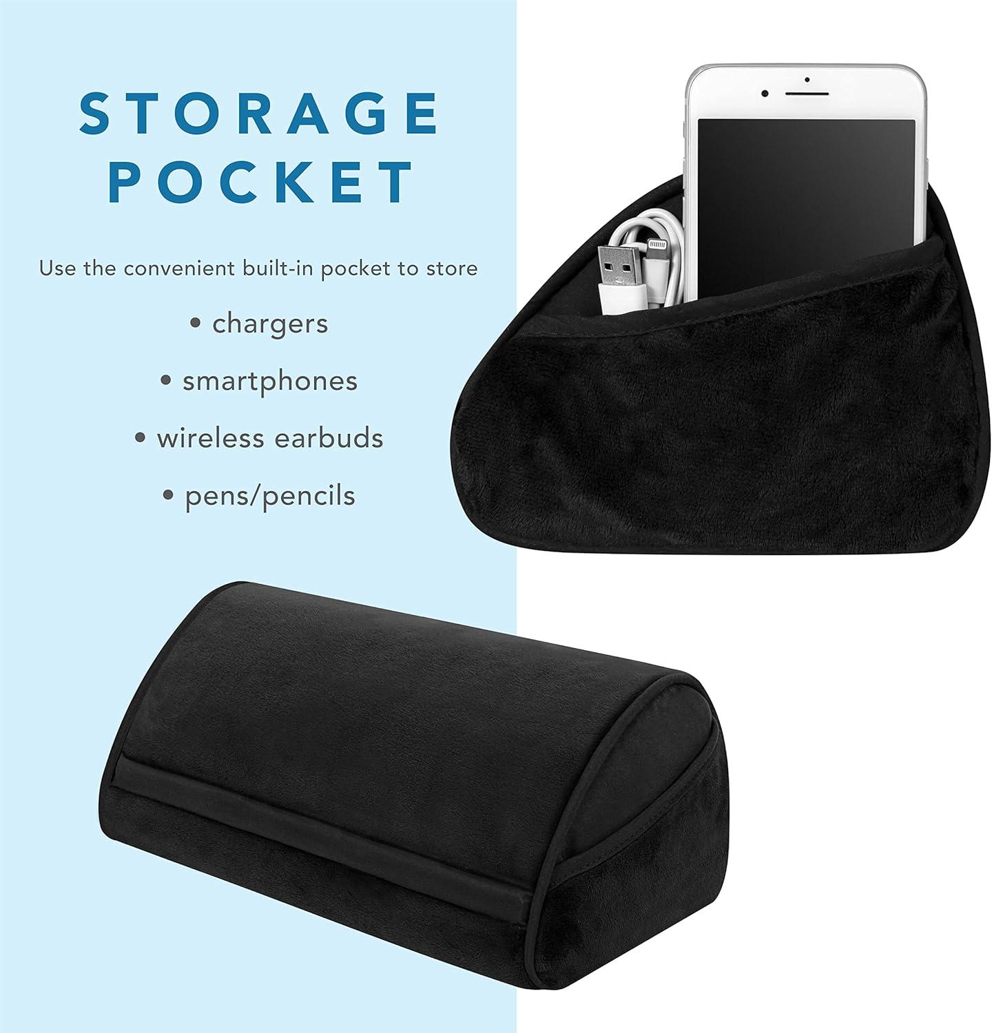 imageLapGear Original Microbead Tablet Pillow Stand with Phone Pocket  Black  Fits Most Tablets  Style No 35068Black
