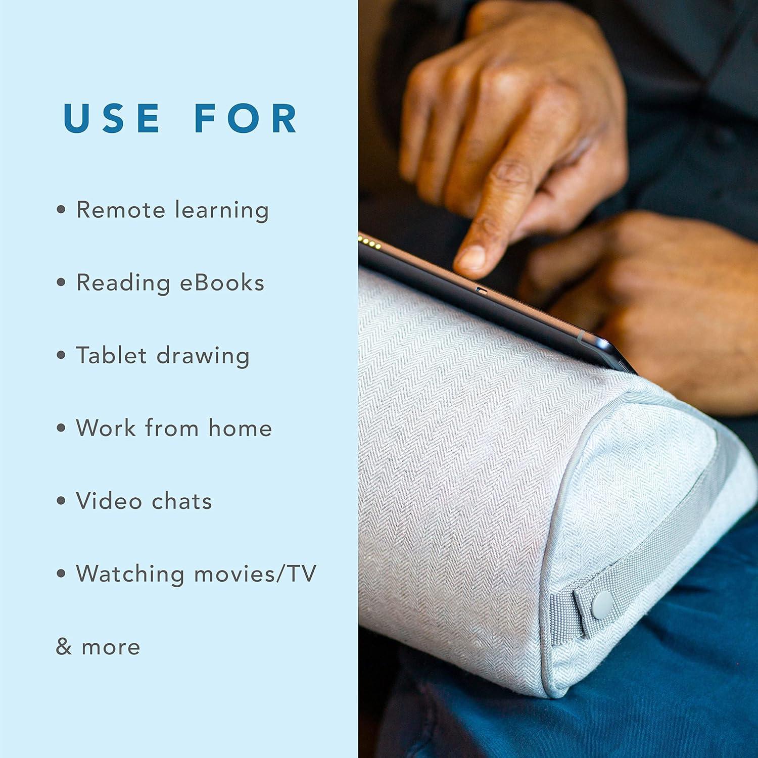 imageLapGear Original Microbead Tablet Pillow Stand with Phone Pocket  Black  Fits Most Tablets  Style No 35068Gray Herringbone