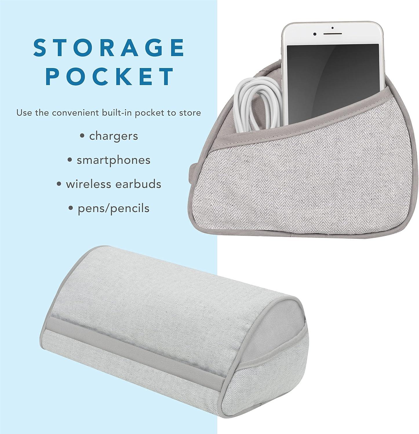 imageLapGear Original Microbead Tablet Pillow Stand with Phone Pocket  Black  Fits Most Tablets  Style No 35068Gray Herringbone