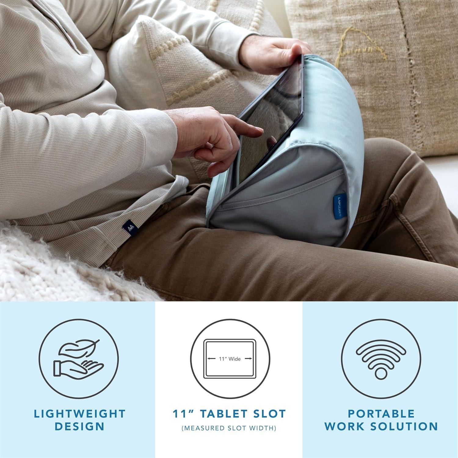 imageLapGear Tablet Pillow Stand  11quot Slot for iPads Galaxy Tabs Kindles EReaders ampamp Phones  Cushioned Holder with Storage Pocket ampamp Handle  Sky Blue  Style No 33103Sky Blue