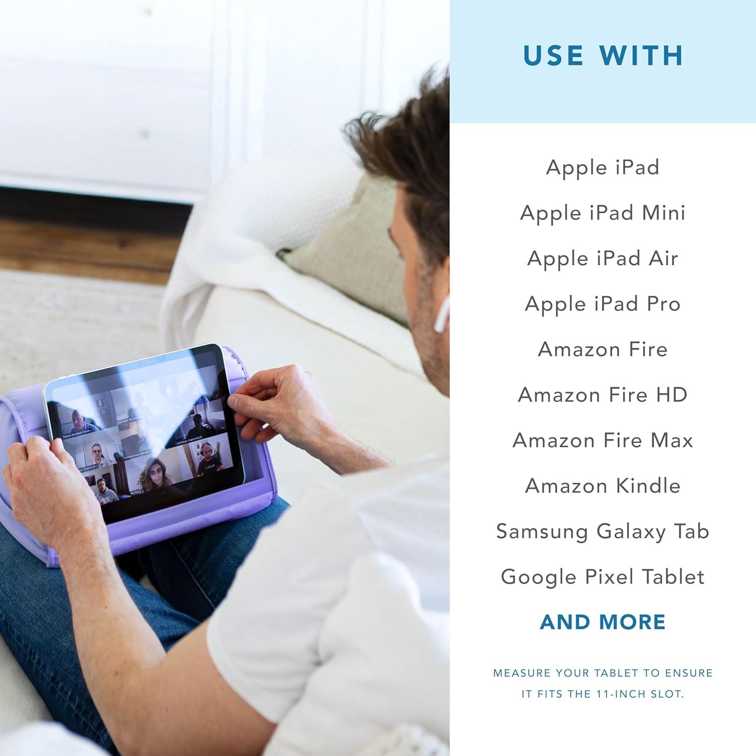 imageLapGear Tablet Pillow Stand  11quot Slot for iPads Galaxy Tabs Kindles EReaders ampamp Phones  Cushioned Holder with Storage Pocket ampamp Handle  Sky Blue  Style No 33103Purple Amethyst