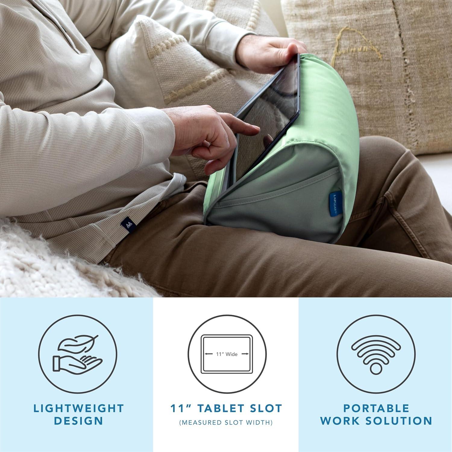 imageLapGear Tablet Pillow Stand  11quot Slot for iPads Galaxy Tabs Kindles EReaders ampamp Phones  Cushioned Holder with Storage Pocket ampamp Handle  Sky Blue  Style No 33103Sage Green