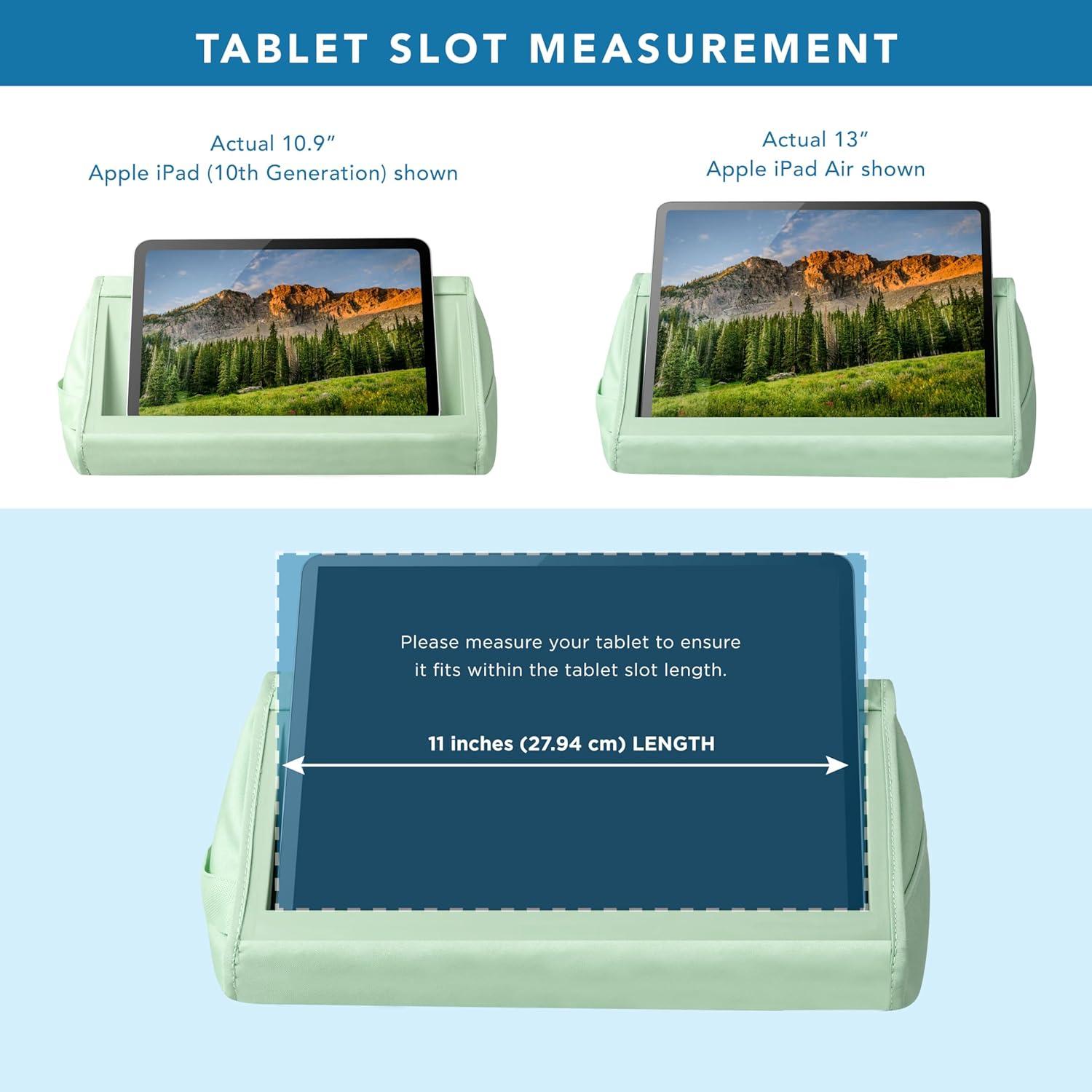 imageLapGear Tablet Pillow Stand  11quot Slot for iPads Galaxy Tabs Kindles EReaders ampamp Phones  Cushioned Holder with Storage Pocket ampamp Handle  Sky Blue  Style No 33103Sage Green