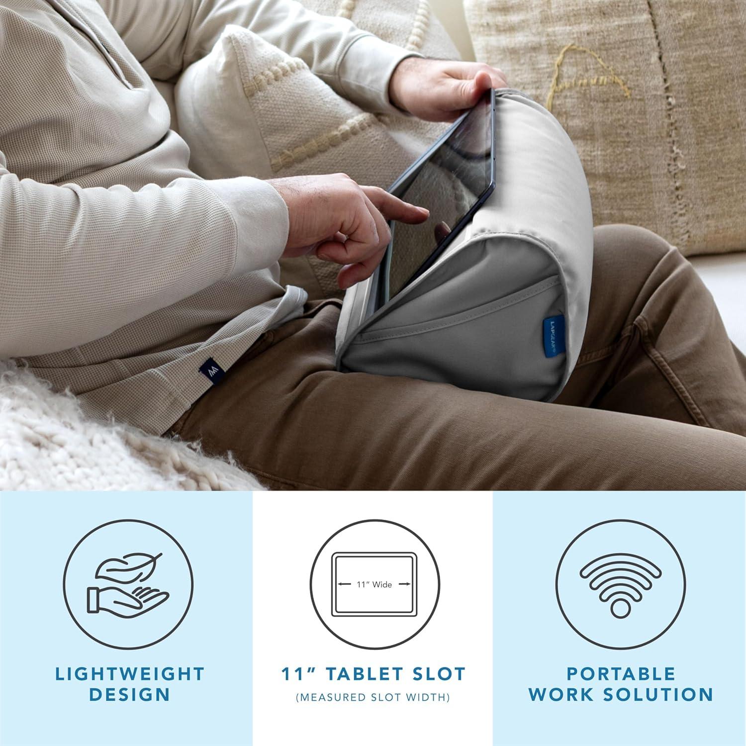 imageLapGear Tablet Pillow Stand  11quot Slot for iPads Galaxy Tabs Kindles EReaders ampamp Phones  Cushioned Holder with Storage Pocket ampamp Handle  Sky Blue  Style No 33103Gray