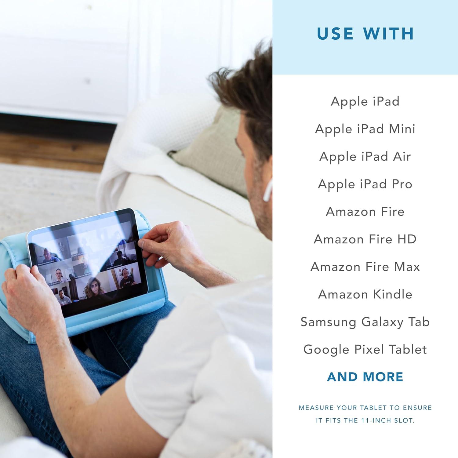 imageLapGear Tablet Pillow Stand  11quot Slot for iPads Galaxy Tabs Kindles EReaders ampamp Phones  Cushioned Holder with Storage Pocket ampamp Handle  Sky Blue  Style No 33103Sky Blue