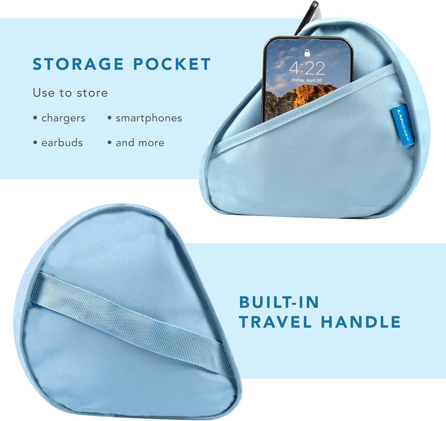 imageLapGear Tablet Pillow Stand  11quot Slot for iPads Galaxy Tabs Kindles EReaders ampamp Phones  Cushioned Holder with Storage Pocket ampamp Handle  Sky Blue  Style No 33103Sky Blue