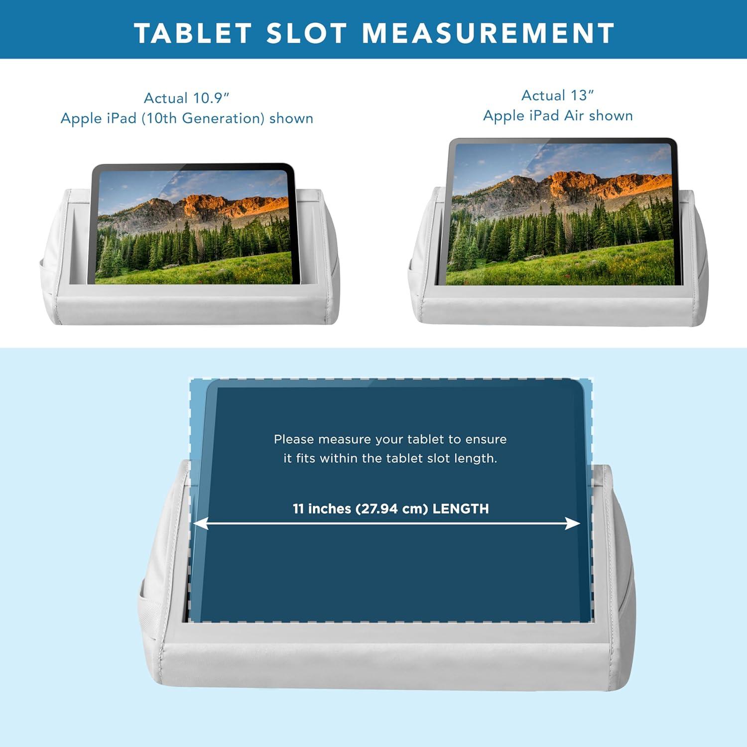 imageLapGear Tablet Pillow Stand  11quot Slot for iPads Galaxy Tabs Kindles EReaders ampamp Phones  Cushioned Holder with Storage Pocket ampamp Handle  Sky Blue  Style No 33103Gray