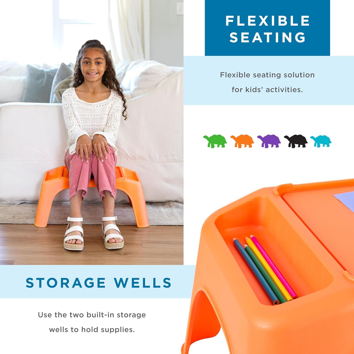 imageLapGear Turtle Table Kids Activity Lap Desk Tray with Storage Wells for Snacks Play Classroom and Sensory Toys  Black  Style No 20108Orange