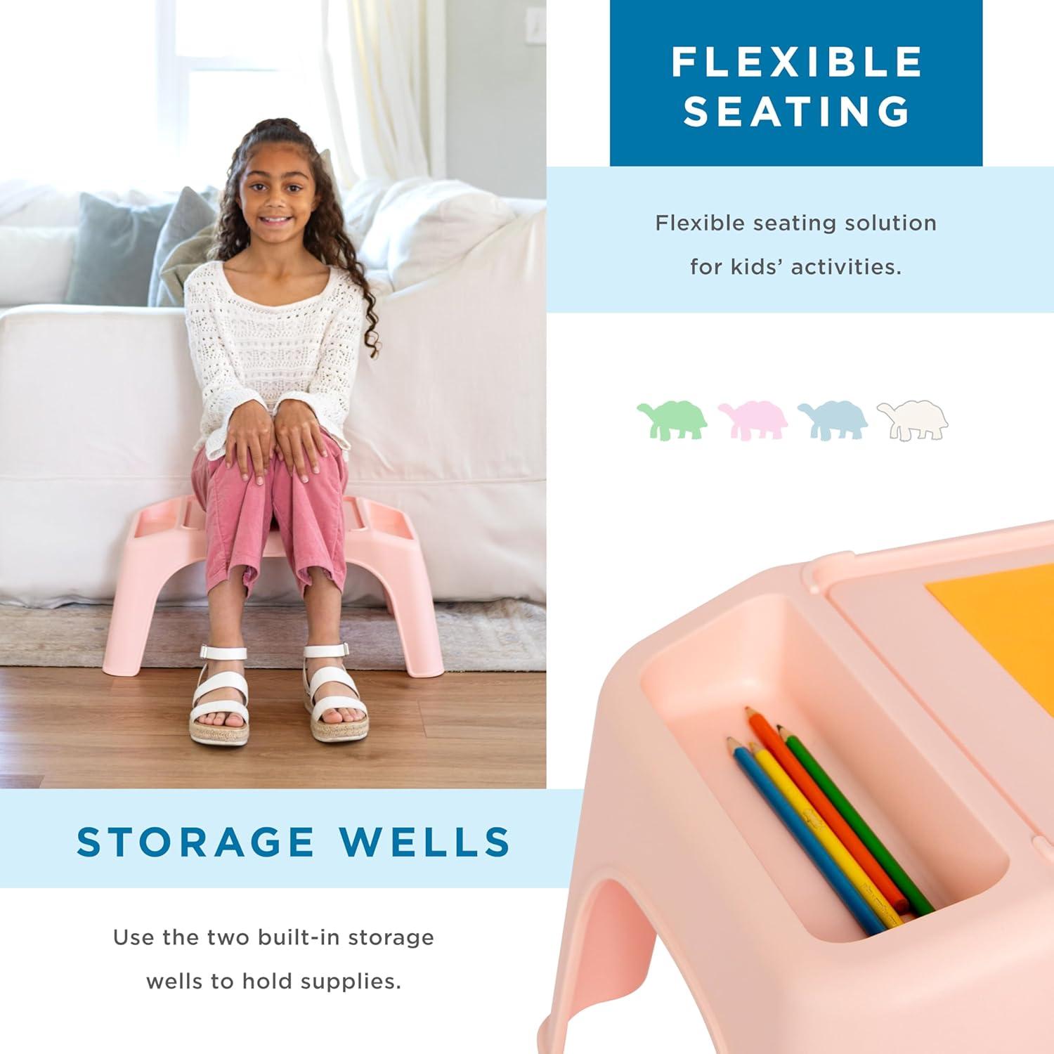 imageLapGear Turtle Table Kids Activity Lap Desk Tray with Storage Wells for Snacks Play Classroom and Sensory Toys  Black  Style No 20108Rose Quartz