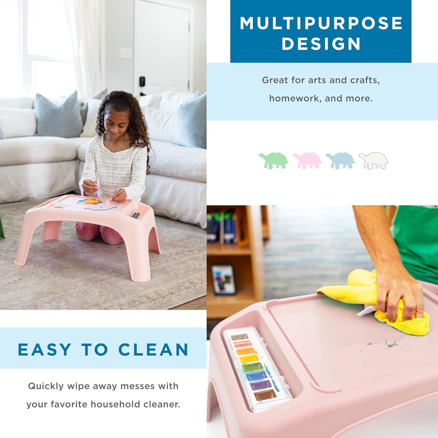 imageLapGear Turtle Table Kids Activity Lap Desk Tray with Storage Wells for Snacks Play Classroom and Sensory Toys  Black  Style No 20108Rose Quartz