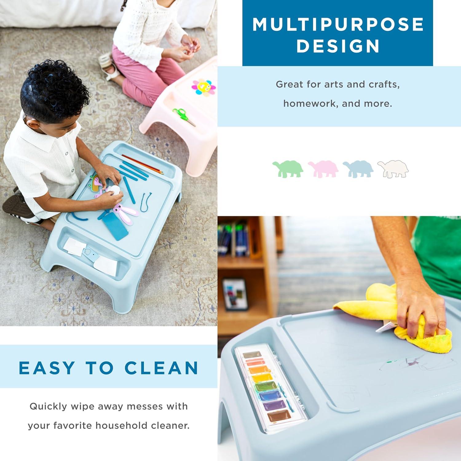 imageLapGear Turtle Table Kids Activity Lap Desk Tray with Storage Wells for Snacks Play Classroom and Sensory Toys  Black  Style No 20108Sky Blue