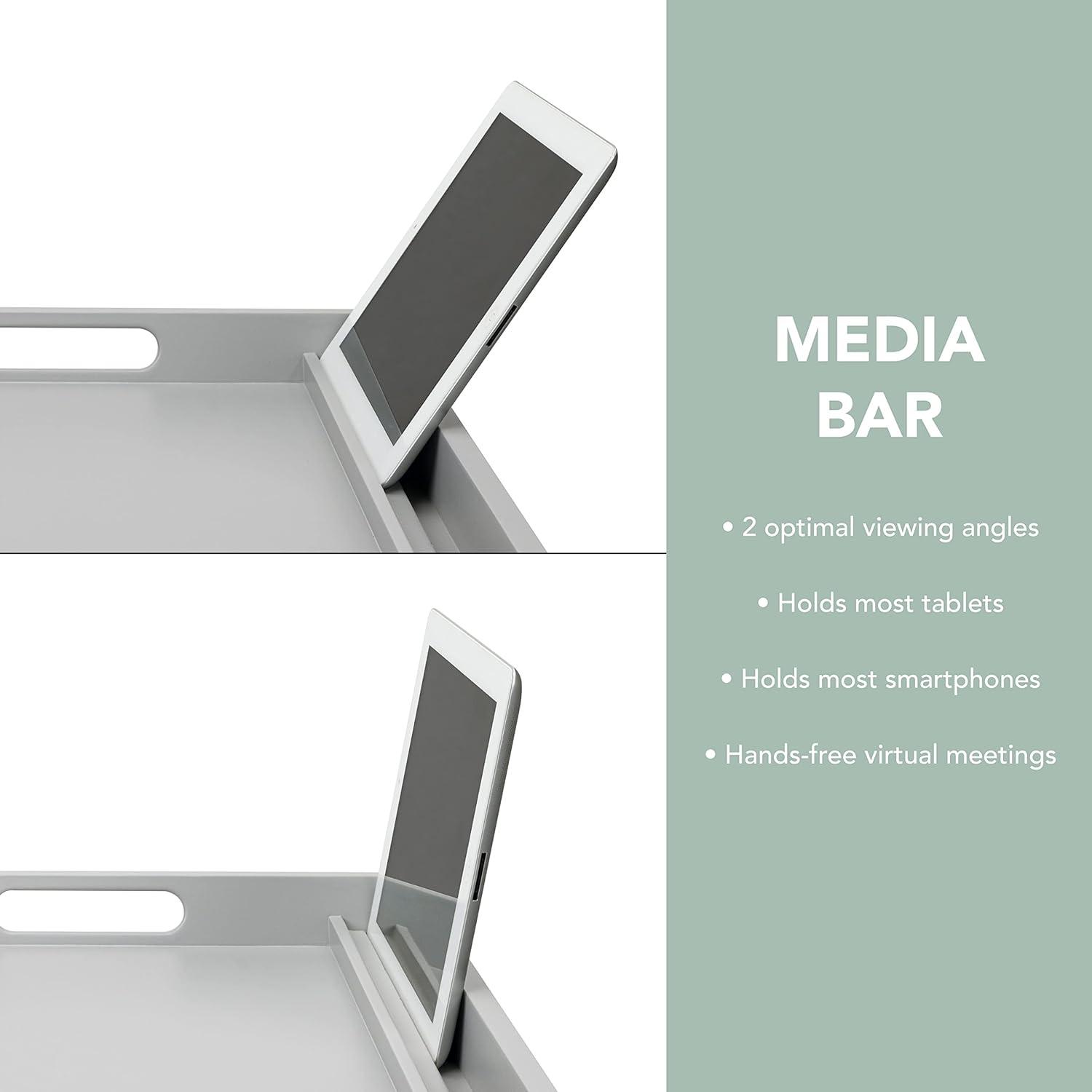 imageROSSIE HOME Extra Large Bamboo Bed Tray Lap Tray Lap Desk with Phone Holder  Fits up to 173 Inch Laptops and Most Tablets  Natural  Style No 78107Calming Gray