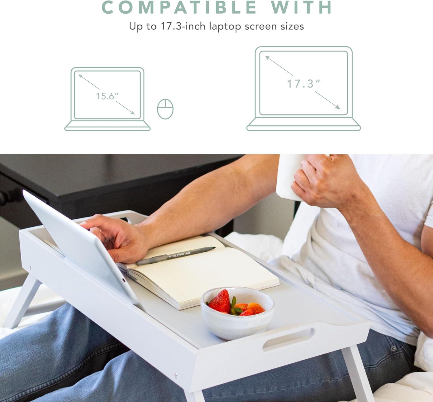 imageROSSIE HOME Extra Large Bamboo Bed Tray Lap Tray Lap Desk with Phone Holder  Fits up to 173 Inch Laptops and Most Tablets  Natural  Style No 78107Calming Gray