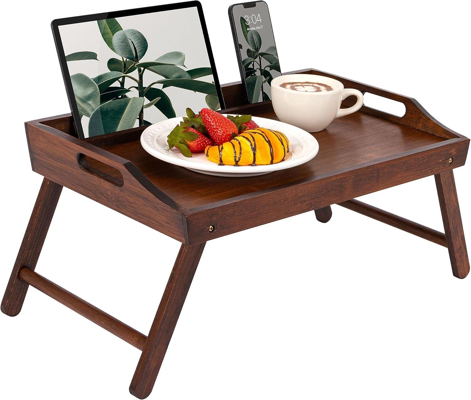 imageROSSIE HOME Extra Large Bamboo Bed Tray Lap Tray Lap Desk with Phone Holder  Fits up to 173 Inch Laptops and Most Tablets  Natural  Style No 78107Java Bamboo