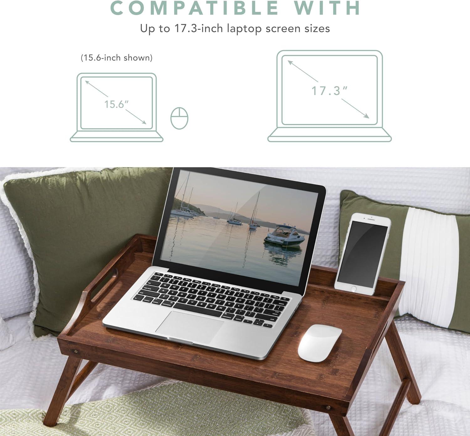 imageROSSIE HOME Extra Large Bamboo Bed Tray Lap Tray Lap Desk with Phone Holder  Fits up to 173 Inch Laptops and Most Tablets  Natural  Style No 78107Java Bamboo