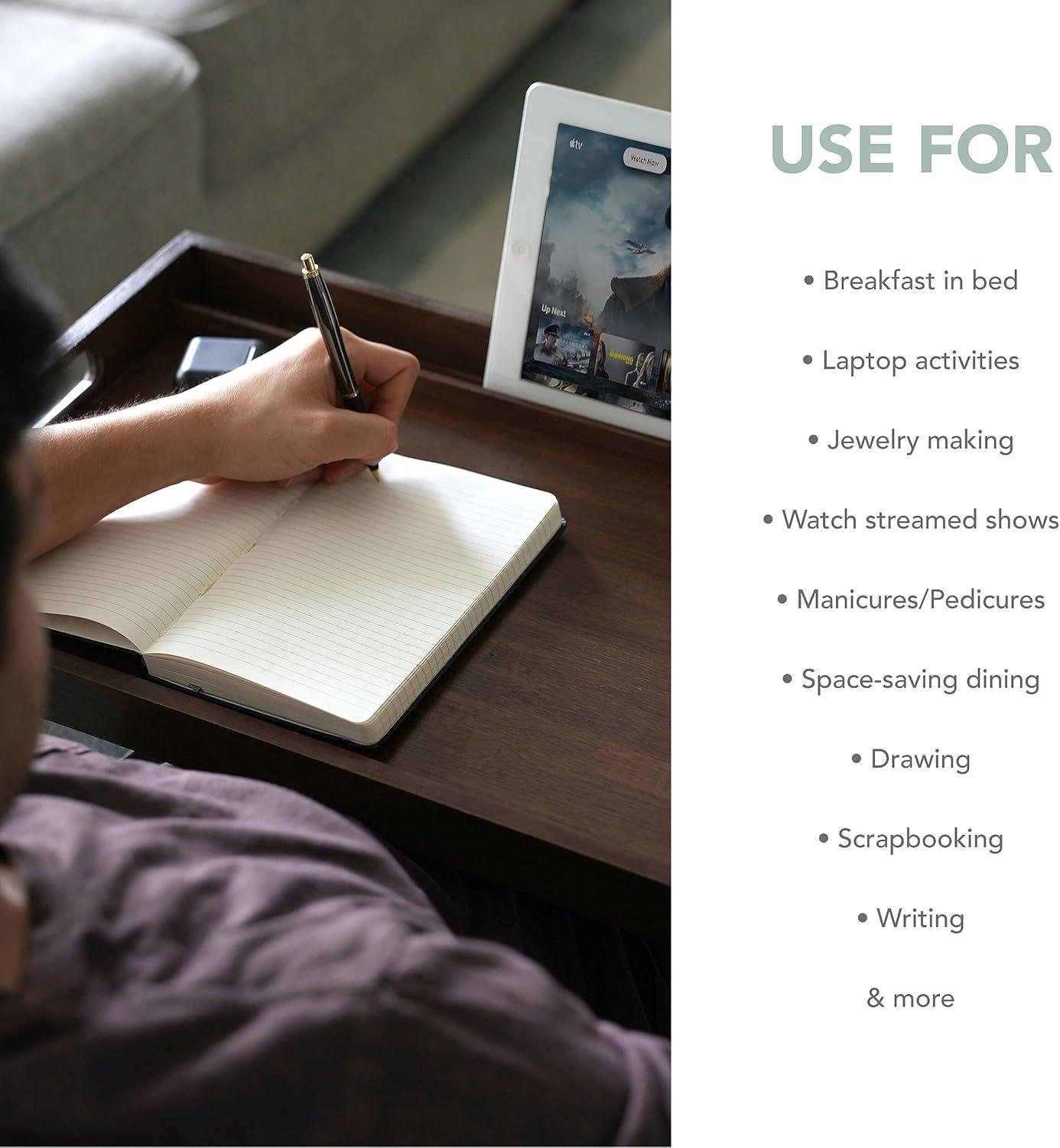 imageROSSIE HOME Extra Large Bamboo Bed Tray Lap Tray Lap Desk with Phone Holder  Fits up to 173 Inch Laptops and Most Tablets  Natural  Style No 78107Java Bamboo