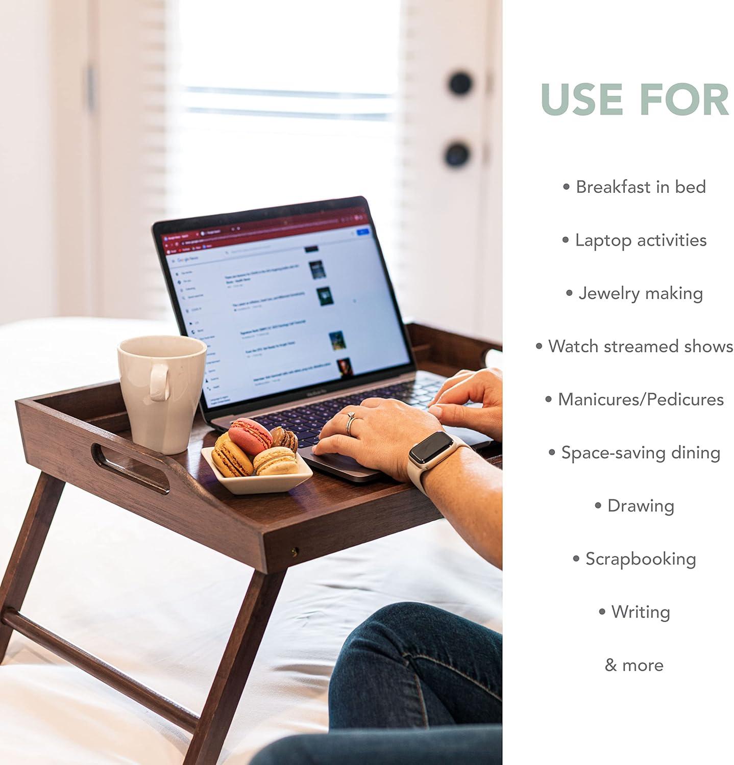 imageROSSIE HOME Extra Large Bamboo Bed Tray Lap Tray Lap Desk with Phone Holder  Fits up to 173 Inch Laptops and Most Tablets  Natural  Style No 78107Java Bamboo