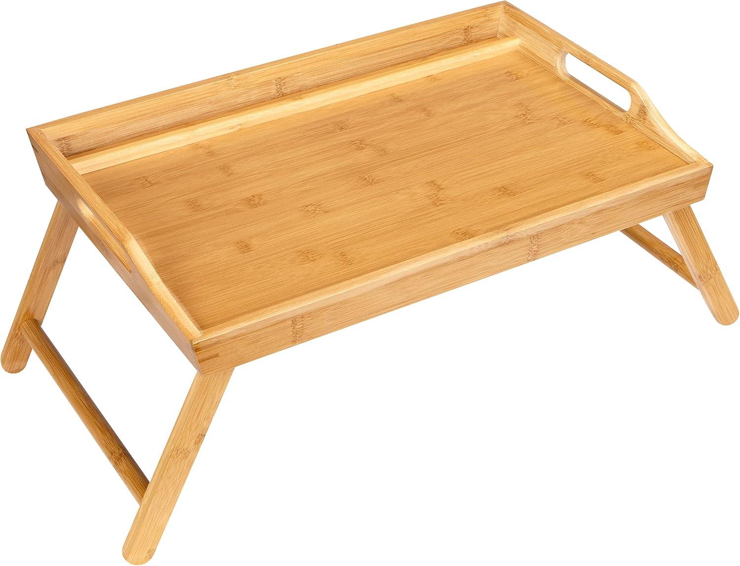 imageROSSIE HOME Extra Large Bamboo Bed Tray Lap Tray Lap Desk with Phone Holder  Fits up to 173 Inch Laptops and Most Tablets  Natural  Style No 78107Natural Bamboo