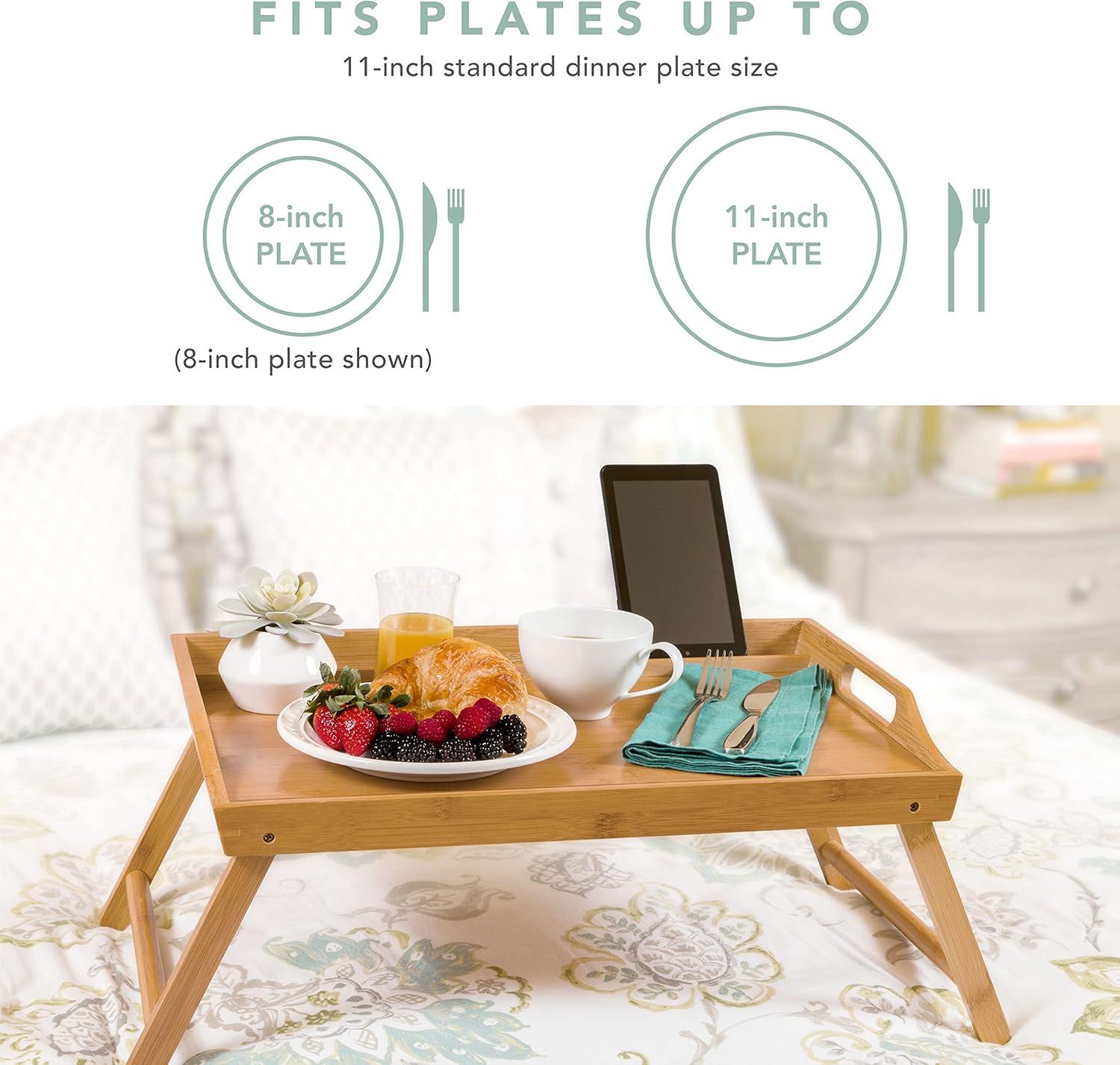 imageROSSIE HOME Extra Large Bamboo Bed Tray Lap Tray Lap Desk with Phone Holder  Fits up to 173 Inch Laptops and Most Tablets  Natural  Style No 78107Natural Bamboo