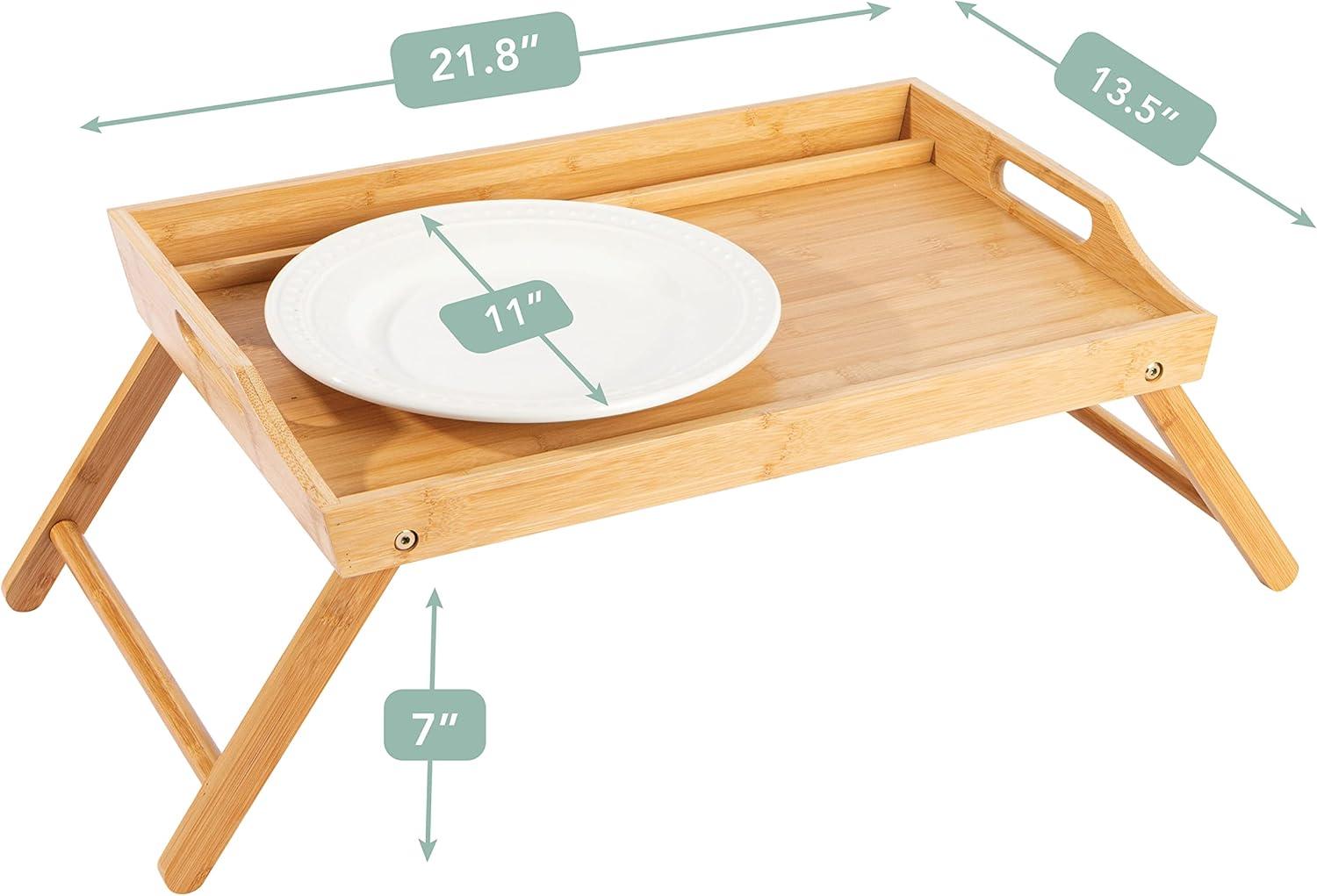 imageROSSIE HOME Extra Large Bamboo Bed Tray Lap Tray Lap Desk with Phone Holder  Fits up to 173 Inch Laptops and Most Tablets  Natural  Style No 78107Natural Bamboo