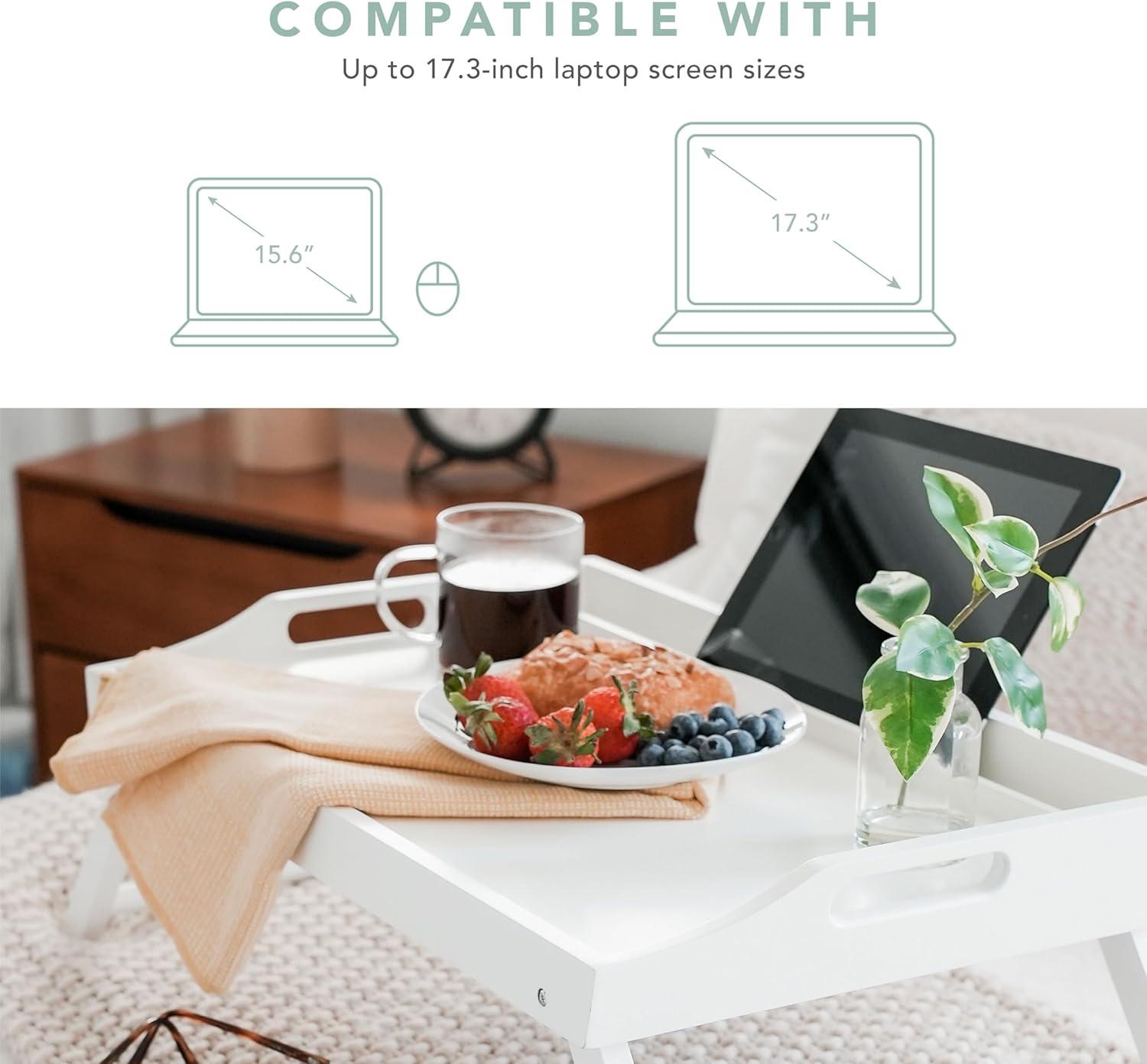 imageROSSIE HOME Extra Large Bamboo Bed Tray Lap Tray Lap Desk with Phone Holder  Fits up to 173 Inch Laptops and Most Tablets  Natural  Style No 78107Soft White