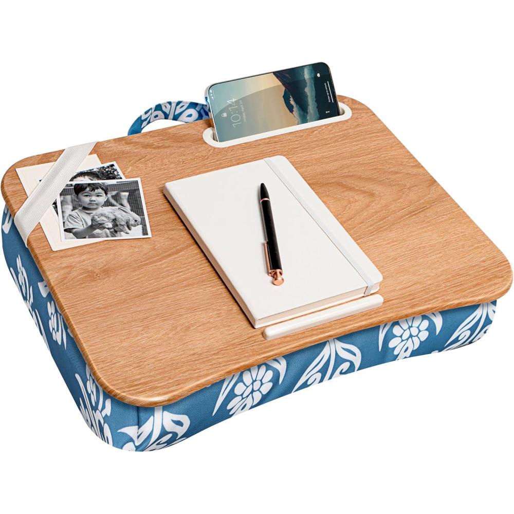 imageLAPGEAR Designer Lap Desk with Phone Holder and Device Ledge  Buffalo Check  Fits up to 156 Inch Laptops  Style No 45428Floral Block Print