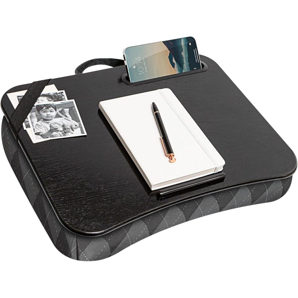 imageLAPGEAR Designer Lap Desk with Phone Holder and Device Ledge  Buffalo Check  Fits up to 156 Inch Laptops  Style No 45428Gray Argyle