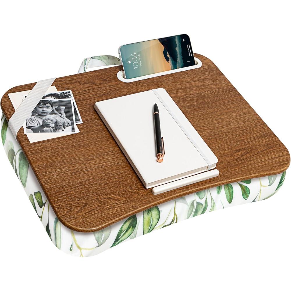 imageLAPGEAR Designer Lap Desk with Phone Holder and Device Ledge  Buffalo Check  Fits up to 156 Inch Laptops  Style No 45428Watercolor Leaves